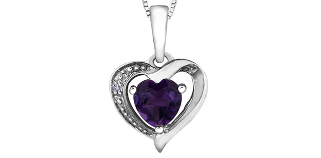 A4 20003 10Kw .005 Dia Amethyst Heart Pendant