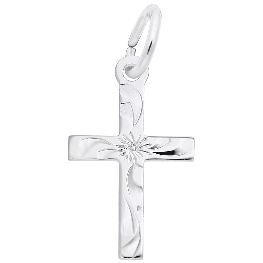 4902-925 with Rhodium Small Engraved Cross