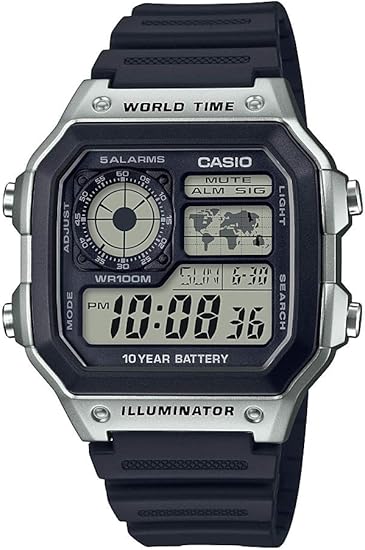 AE-1200WH-1CVCF Casio World Time Silver and Black