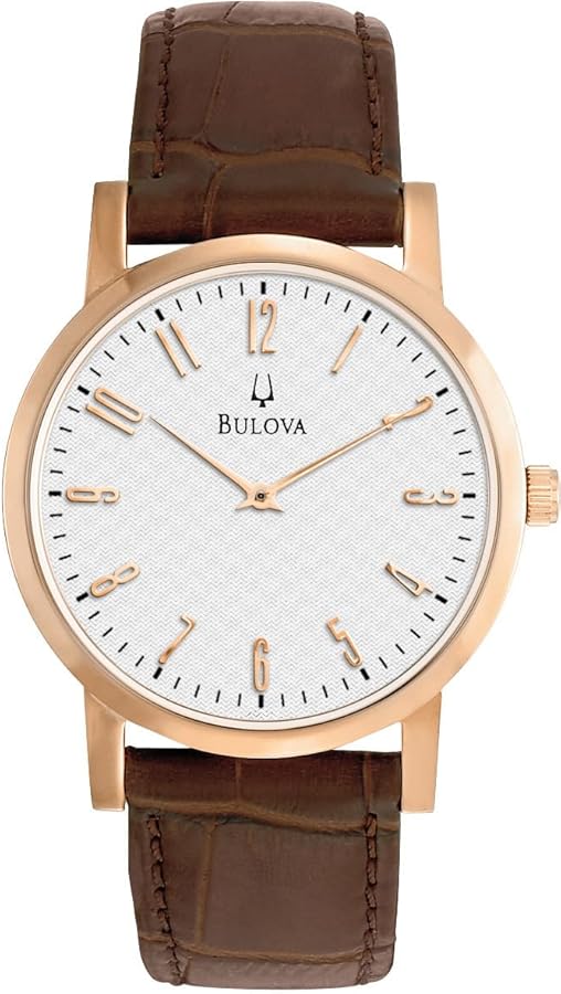 97A106 Bulova Rose Gold Tone Leather Band