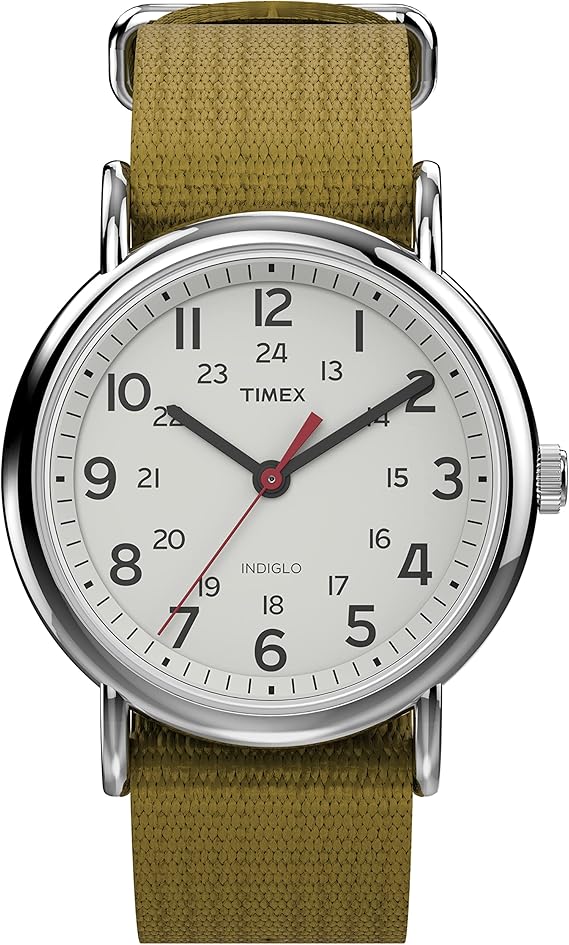 T2N651GP- Silver Timex with Green fabric band