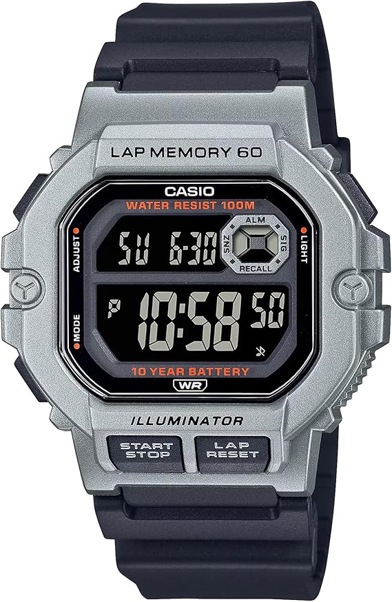 WS-1400H-1BVCF Casio Silver and Black Digital Illuminator