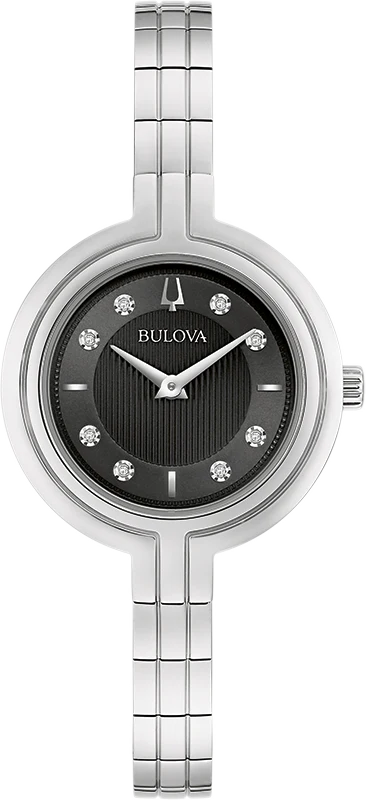 Bulova Ladies Black Dial Diamond