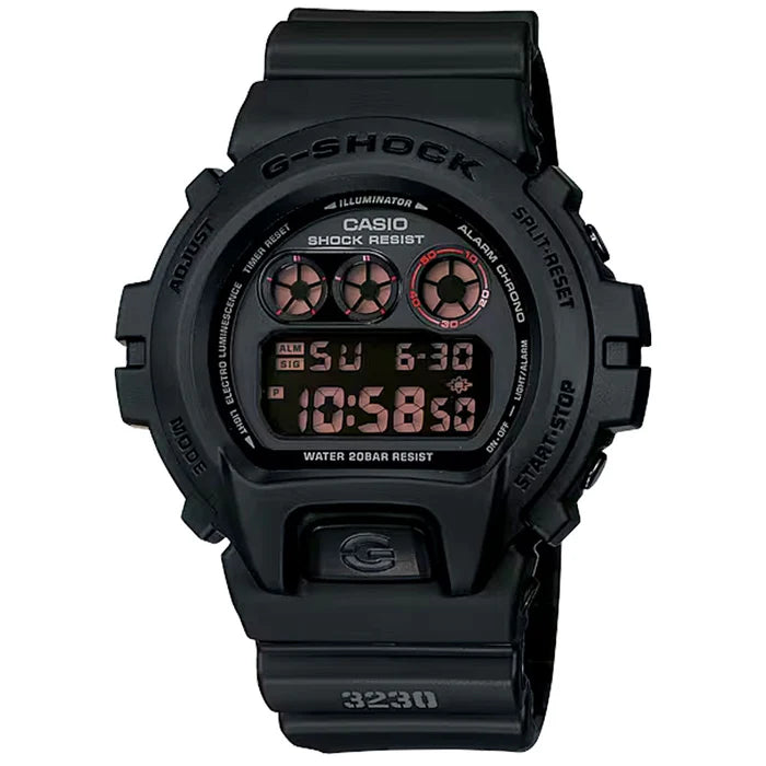 DW6900MS-1 G-Shock Matte Black with Red Numbers