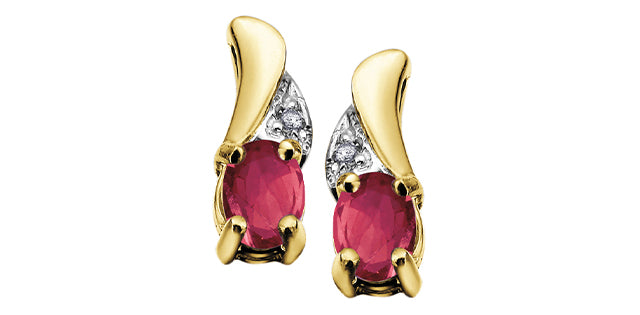 Ruby & Dia 10Ky Studs .01ct EE2008/7-10