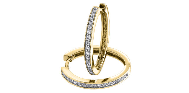 DX386Y33 10KY .33ctw Diamond Hoop Earrings