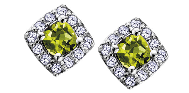 DX566PER Peridot & Dia .12ct Studs