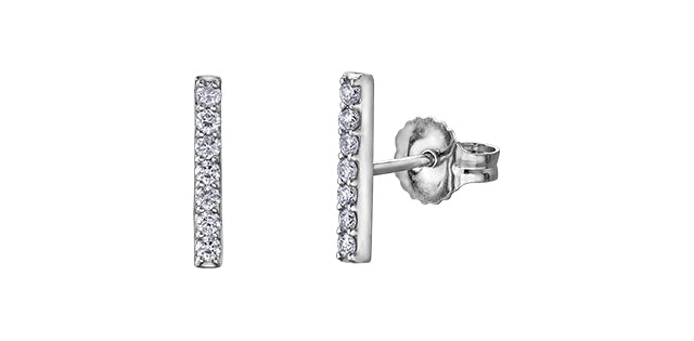 DD7181 10KW Diamond Stud Bar Earrings .14ctw