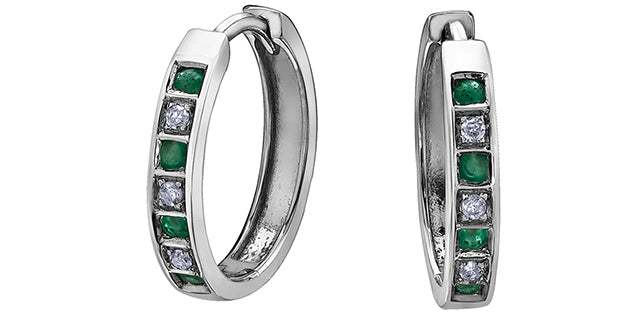A20 20013 10Kw Diamond & Emerald Hoops