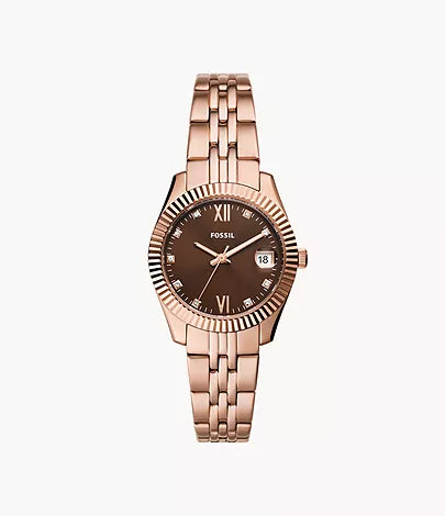 ES5324 Scarlette Three-Hand Date Rose Gold-Tone Stainless Steel Fossil
