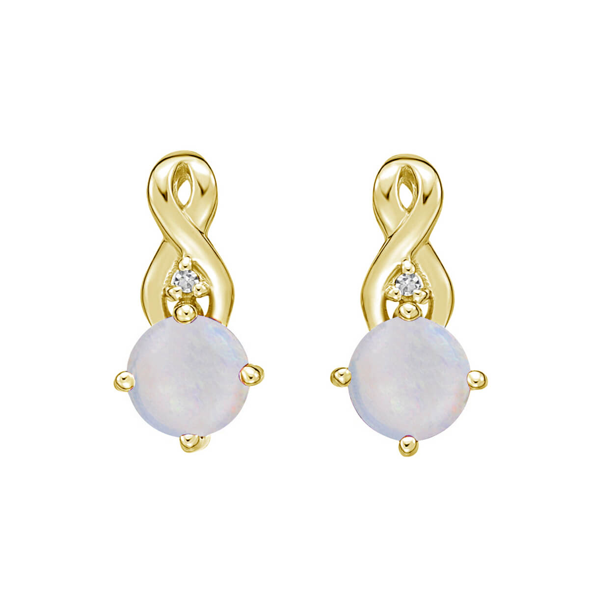 EY-D0044 OD0 10KY Opal + Diamond Earrings .01ct