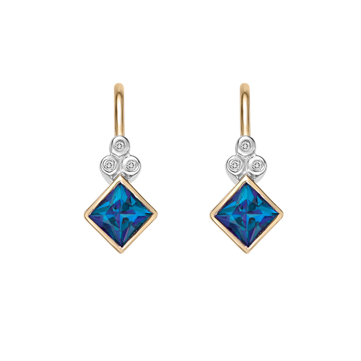 EY D0594 AL0 10KY Created Alexandrite + Diamond Earrings .03ct