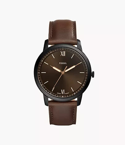 Minimalist Three-Hand Brown Leather Watch