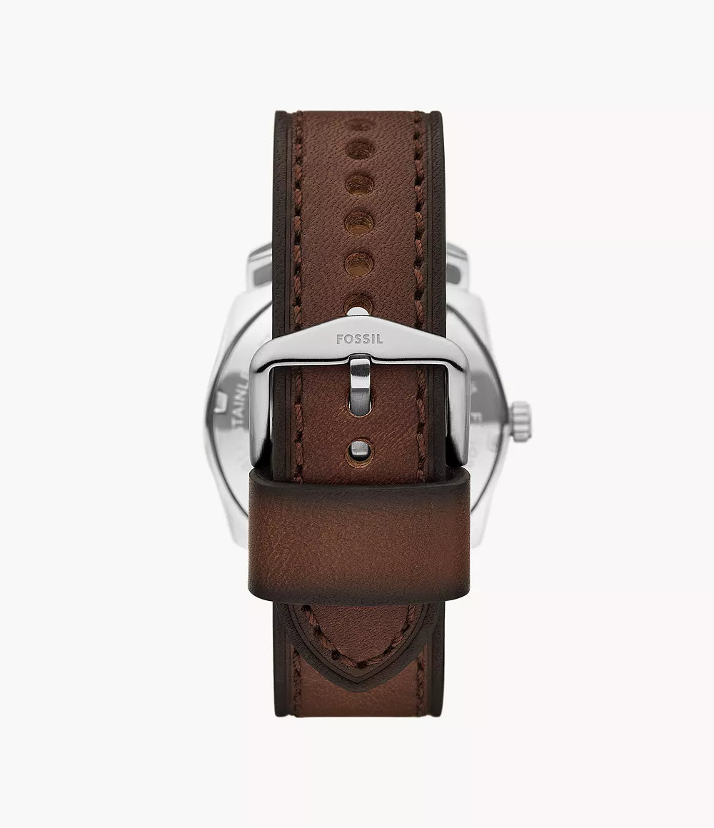 FS6085 Fossil Machine Three-Hand Date Brown Leather Watch