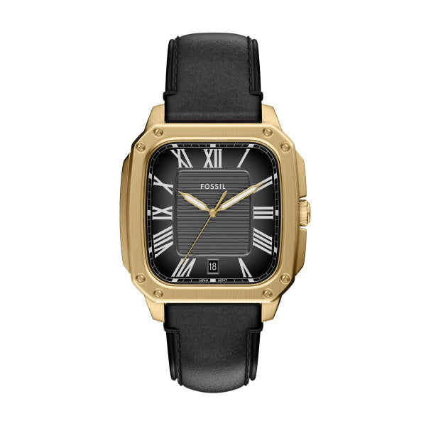 FS6151-CROSBY 42MM MENS GOLD SQ BLK STRP
