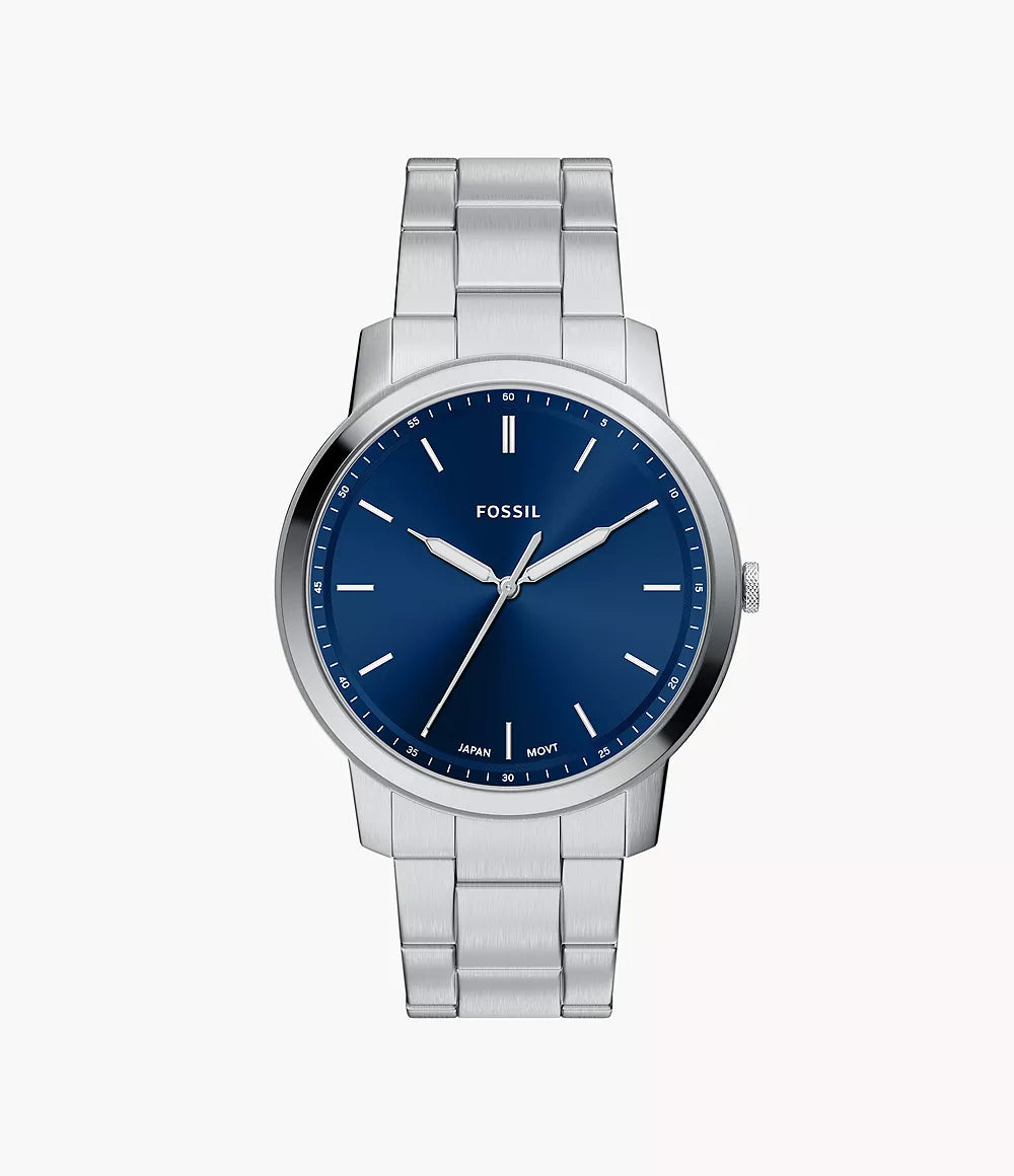 Minimalist 44 mm Three-Hand Stainless Steel Watch