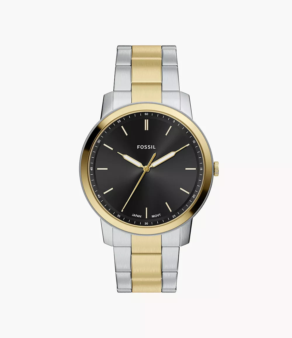 Minimalist 44 mm Three-Hand Two-Tone Stainless Steel Watch