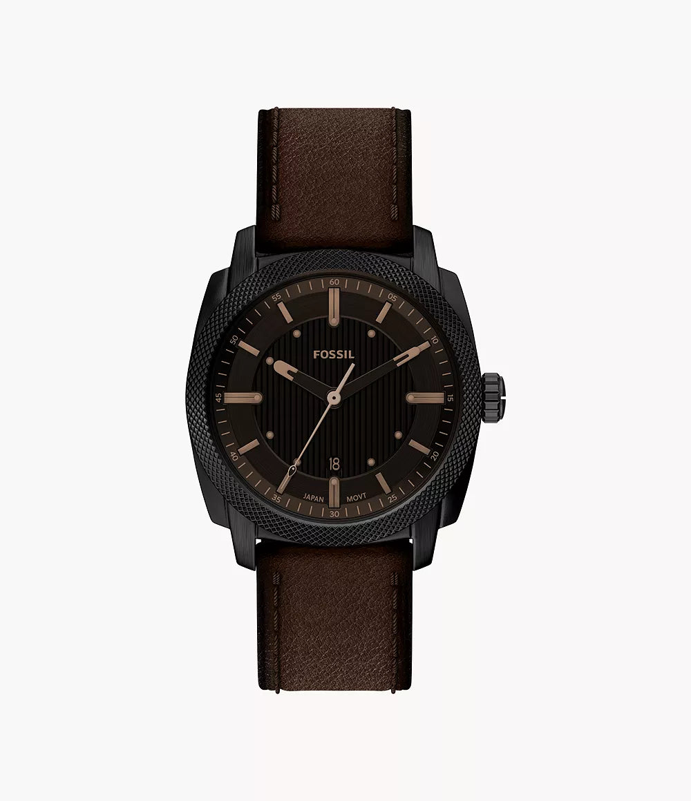 Machine 41 mm Three-Hand Date Brown Leather Watch