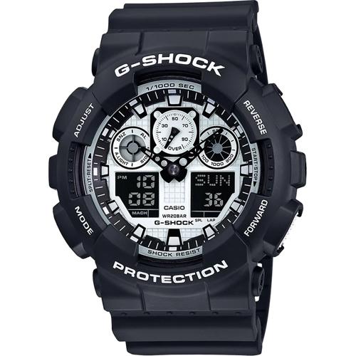 GA100BW-1A Black with White Accent G Shock Watch