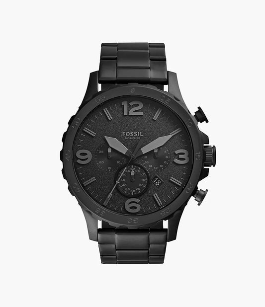 JR1401 Mens Fossil Matte Black Chronograph Watch Nate