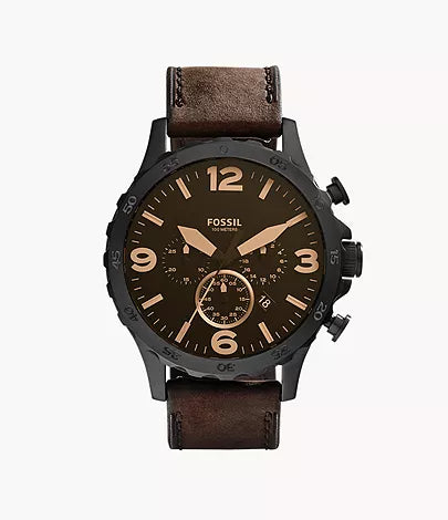 JR1487 Mens Fossil Chronograph Brown Dial Dark Brown Leather Watch