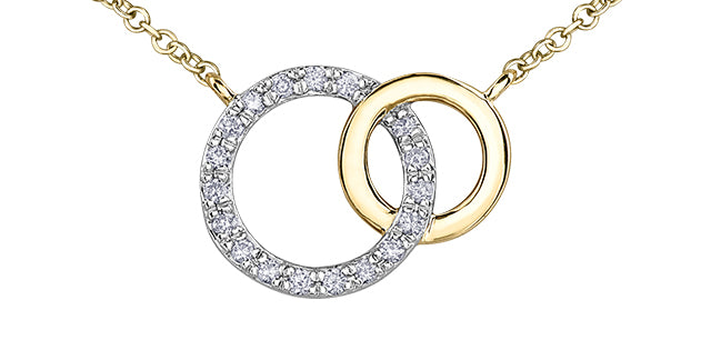DD7685 10K Yg .9ct ct Dia Entwined Circle Pendant