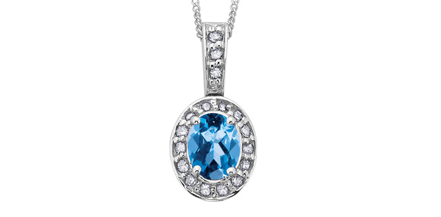 DX311BT 10KW Blue Topaz + Diamond Pendant .085ctw