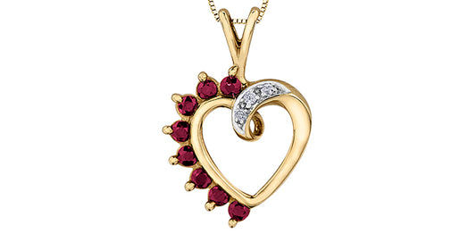 A22 20021 10Ky Ruby & Diamond Heart Pendant
