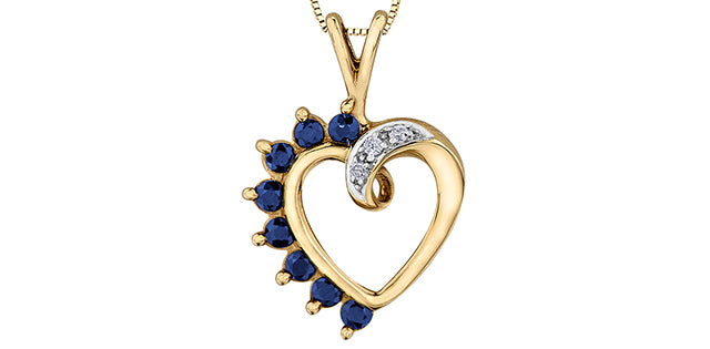 A23 20020 10Ky Sapphire & Diamond Heart Pendant