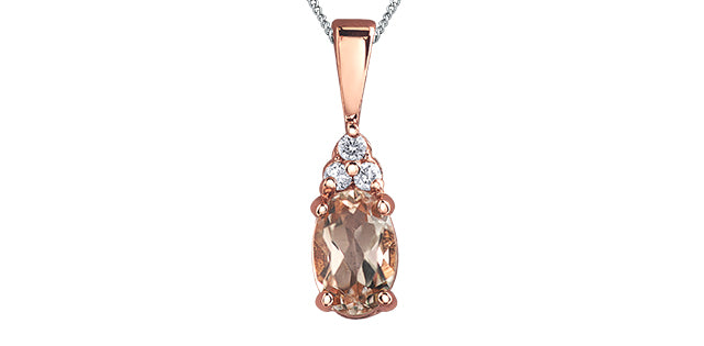 DD7676 10KR Morganite + Diamond Pendant .03ctw