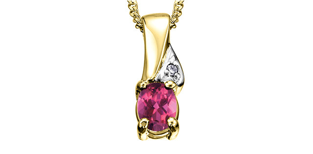 10ky Pink Tourmaline + Diamond Pendant PP2008/6C-10