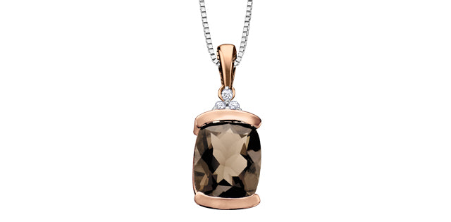 PP2176RWC-10 10k Smokey Quartz + Diamond Pendant