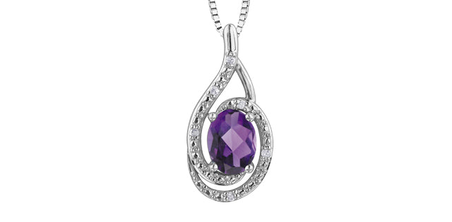 P3064C-SS 925 Gem & .03tcw Diamond Necklace