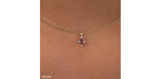 DD7743YG 10KY Sunrise Topaz + Diamond Pendant .03ctw