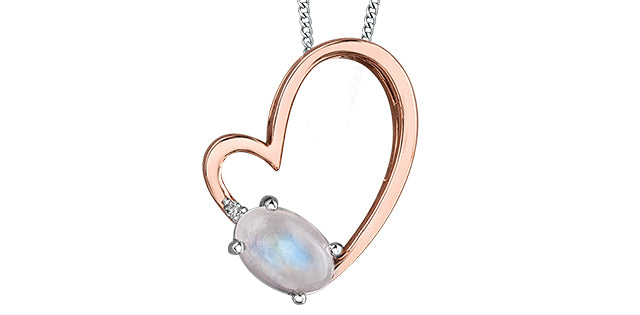 DD7798 10KR Moonstone + Diamond Pendant