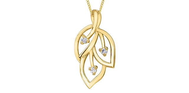 Leaf Dia Pendant 10Ky .03ct