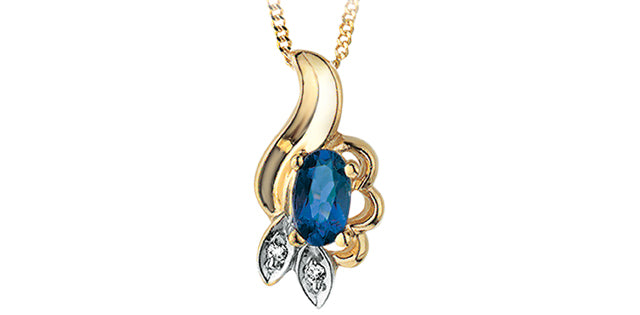 DD929 10ky Sapphire + Diamond Pendant