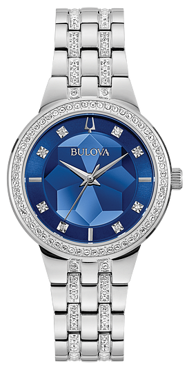 96L276- Bulova Silver and Blue 120 Crystal watch