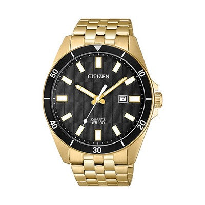 BI5052-59E Mens Citizen Quartz Watch Gold-Tone with Black Dial