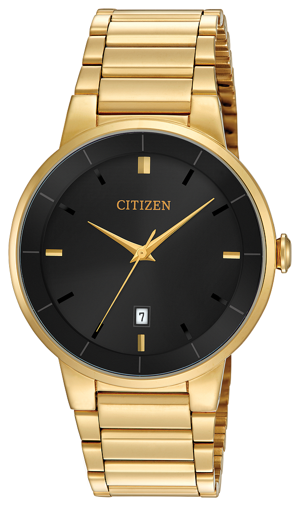 Citizen Mens Quartz Gold Black Face