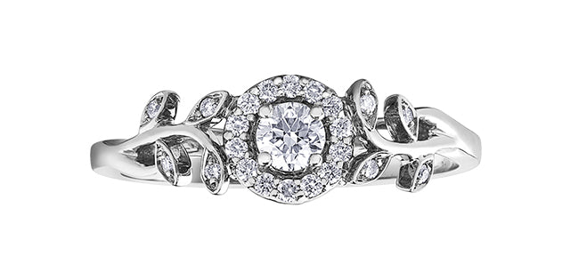 .25ctw Dia 10KR Floral Canadian Diamond Ring w/ Cert