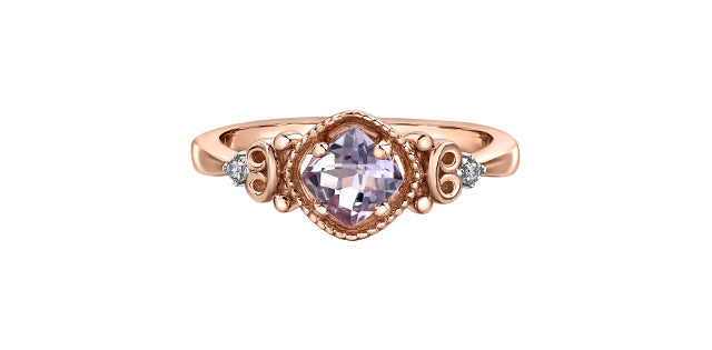 DD7345 10KR Pink Amethyst + Diamond Ring