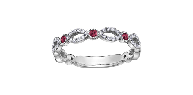10KW Ruby + Diamond Ring .18ctw