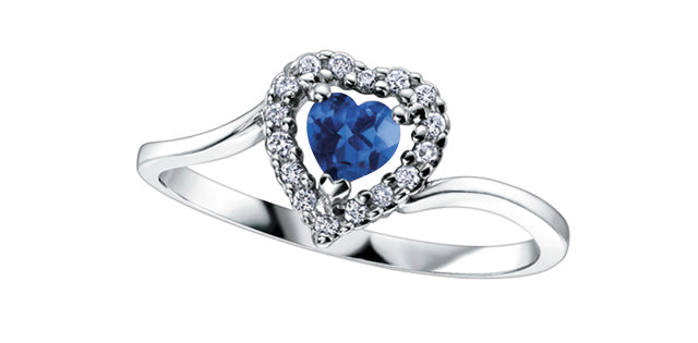 10Kw Sapphire Heart Ring .08 dia DX516SA