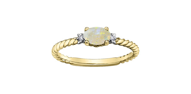 52D95YG/10-10- 10K YG opal and diamond ring