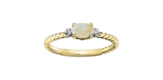 52D95YG/10-10- 10K YG opal and diamond ring