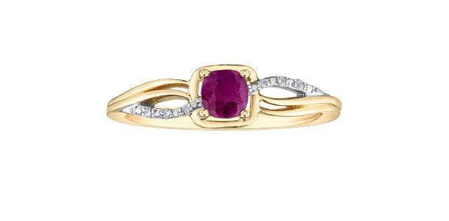 DD7764WY 10KY Ruby + Diamond Ring