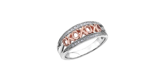 DD2886 SS/RG Diamond XOXO Ring .05ct