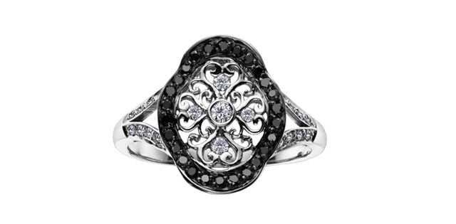 RCH418WG-10 10Kw .31 Diamond & Black Diamond Ring