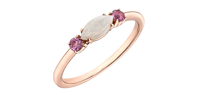 Opal & Pink Tourmaline 10Kr Ring